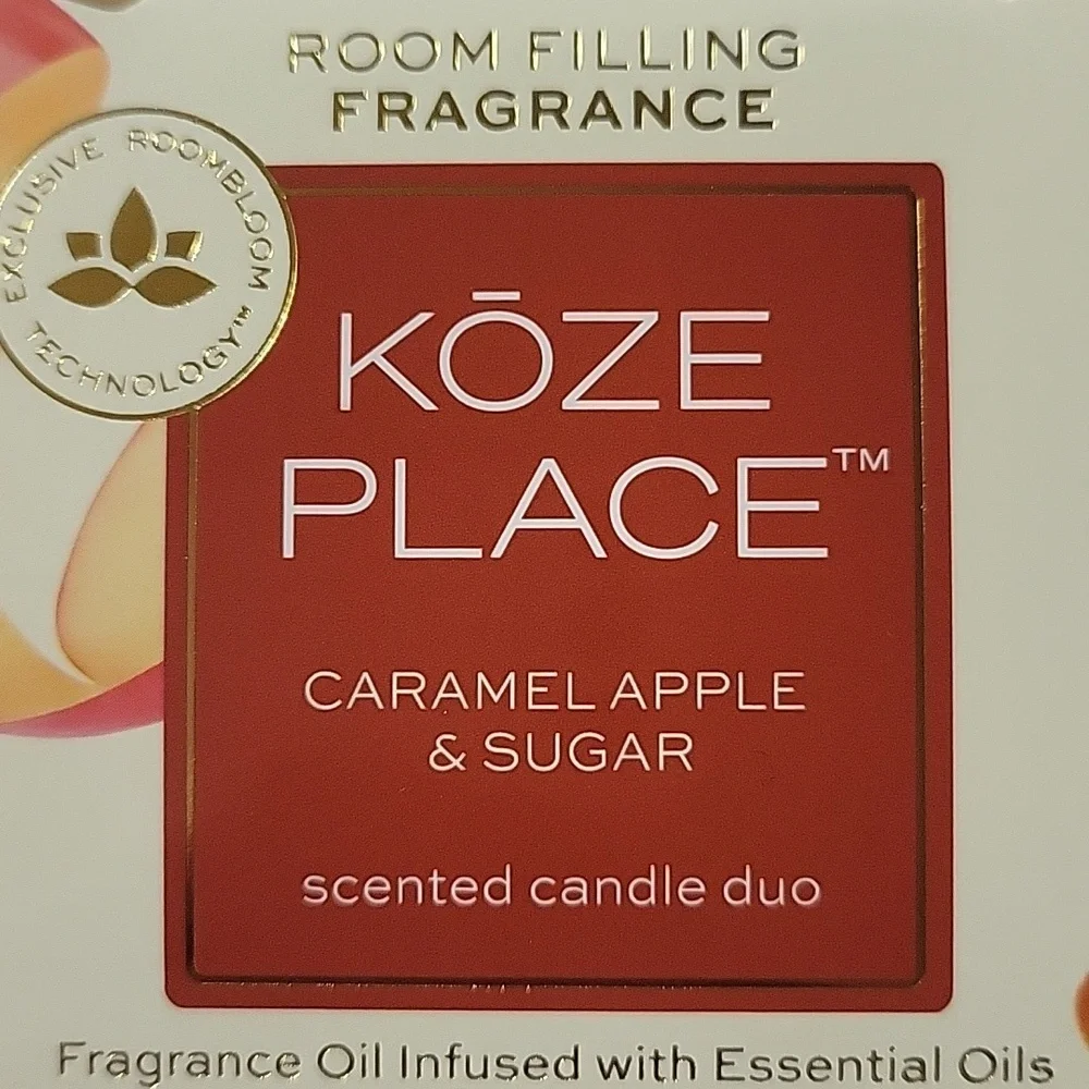 1 Koze Place Caramel Apple & Sugar Scented Candle Duo 2 X 3.4 Oz/95 g
